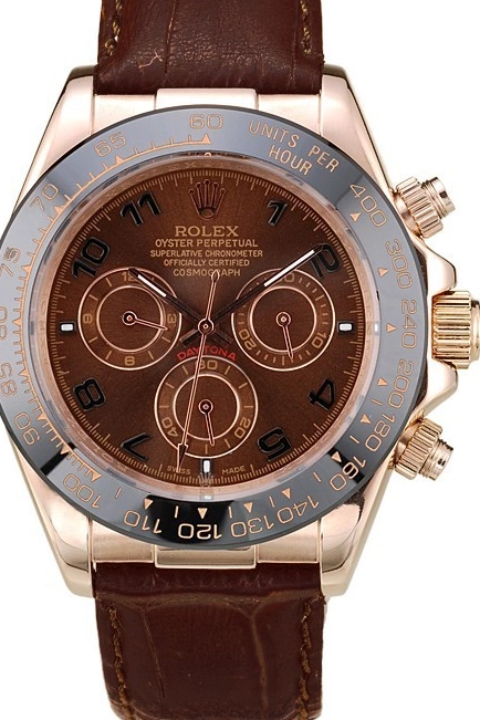 MiroTime 0711 Rolex Daytona Rose Gold Case Brown Dial Brown Leather Strap